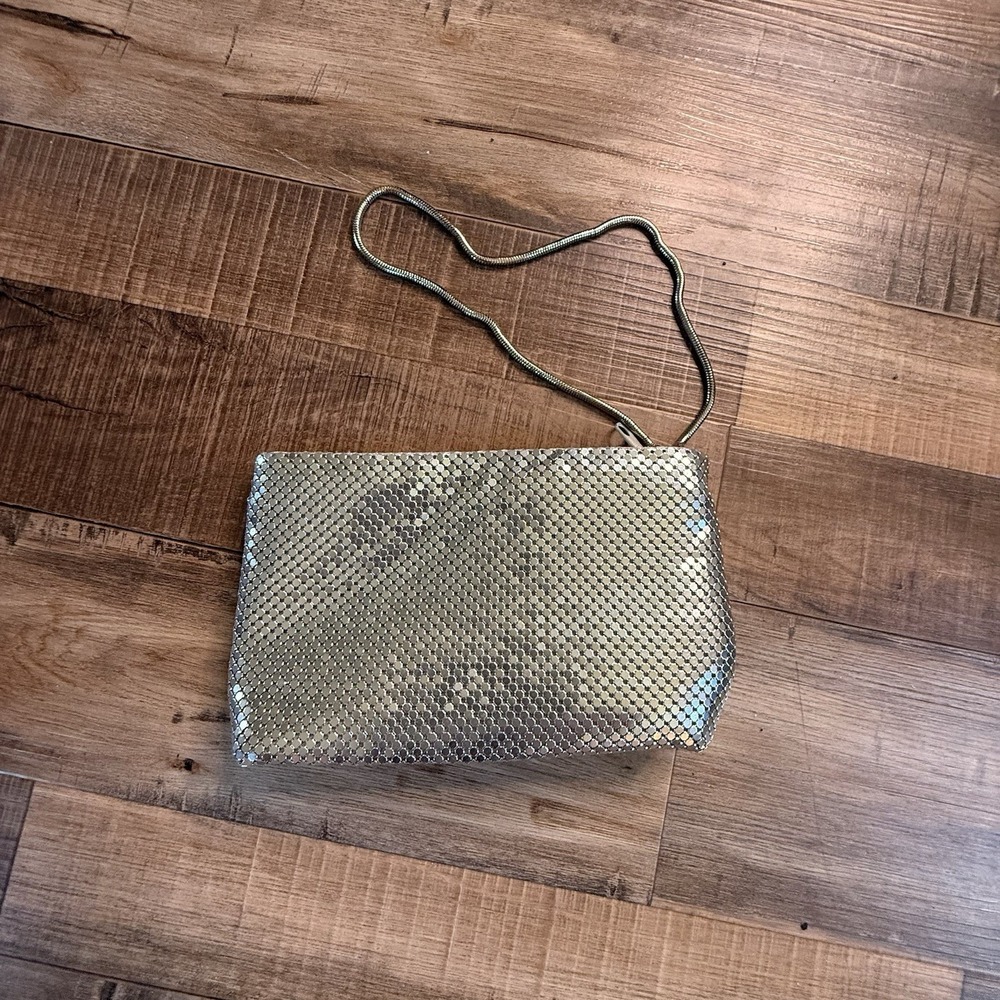 Silver Tone Mesh Cosmetics Pouch Coin Purse Small Clutch Bag 6"×4" Wristlet
